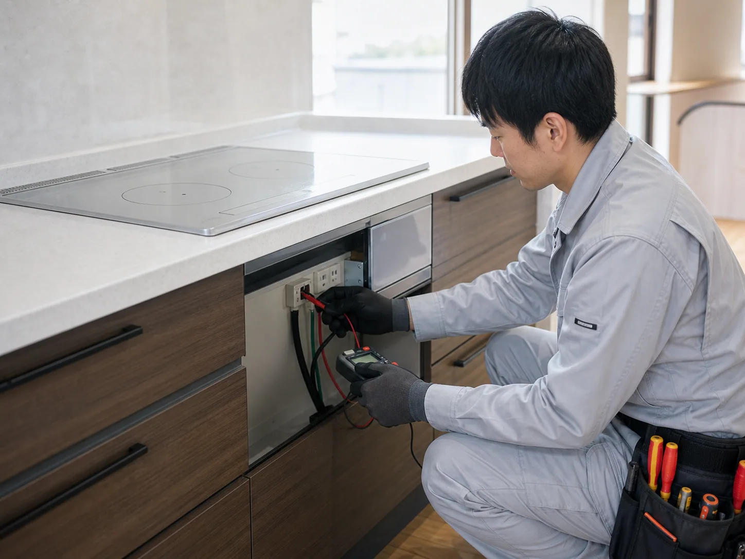 IHヒーターの専用配線工事イメージ